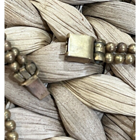 Vintage ART DECO BRASS BEAD Double Graduated Necklace FILIGREE CLASP-30s - Picture 6 of 8